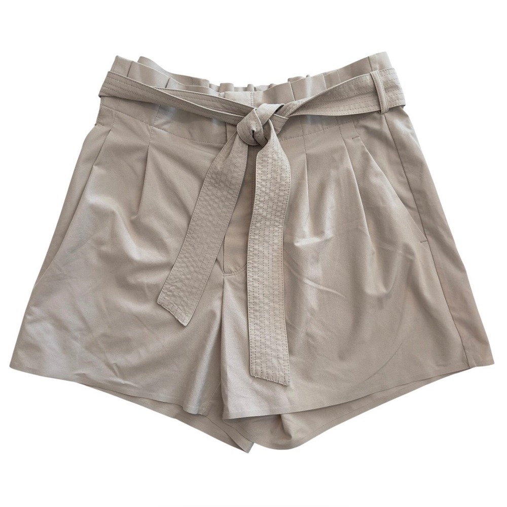 Athleta Skyline Short II Tan Paperbag Waist Tie Belt Shorts Womens Size 6